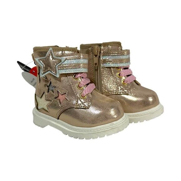 wonder nation Other - Wonder Nation Girls Pink Metallic Glitter Lace-Up Star Appliques Boots Size 2